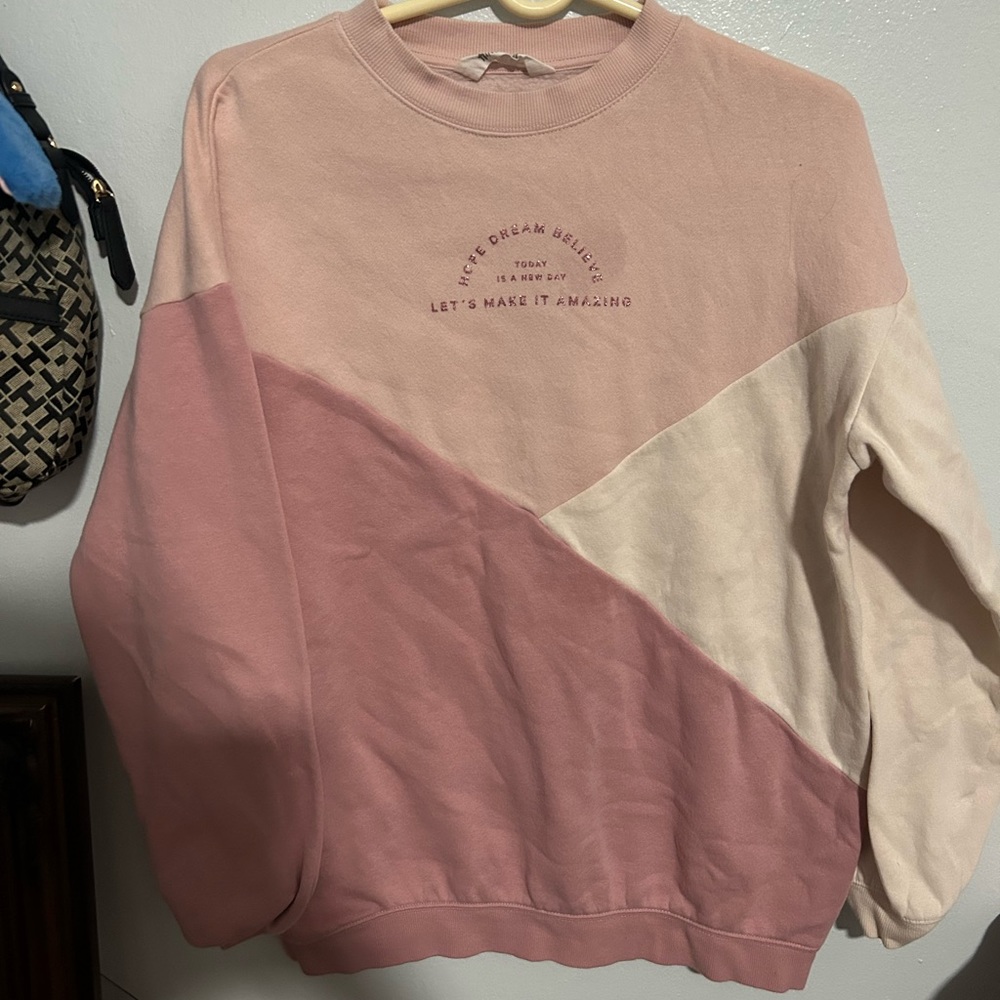 Pink and white sweater